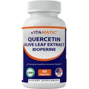 Vitamatic Quercetin, Olive Leaf Extract, with Bioperine for greater absorption, Immune support - 910 mg, 60 Capsules