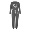 thumbnail image 4 of Puntoco Conjuntos de pijamas cómodos para mujer, pantalones de manga larga con cuello redondo y estampado de letras de invierno, conjuntos de pijamas informales para el hogar, 4 of 4