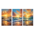 thumbnail image 2 of Designart "Sunlit Horizons Beach Photo VII" Nautical & Beach Wall Art Set Of 3 - Teal Beach Canvas Set For Living Room Decor, 2 of 7