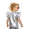 thumbnail image 2 of vastwit Toddler Girls Blouses Metallic Shirts Party Tops Ruffle Short Sleeve Tee Concert T-shirt Silver 4T, 2 of 7