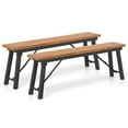 thumbnail image 1 of Gymax Folding Picnic Bench Set with 2 Benches, Acacia Wood and Metal, 55'' Long Rectangular (2 Count), 1 of 9