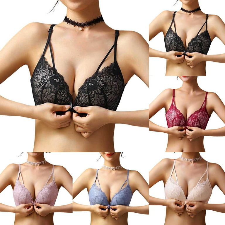 Women's No Steel Ring French Front Close Bra T Back Plus Size Seamless  Unlined Bra Bust Bras Sexy Comfy Bra Bra