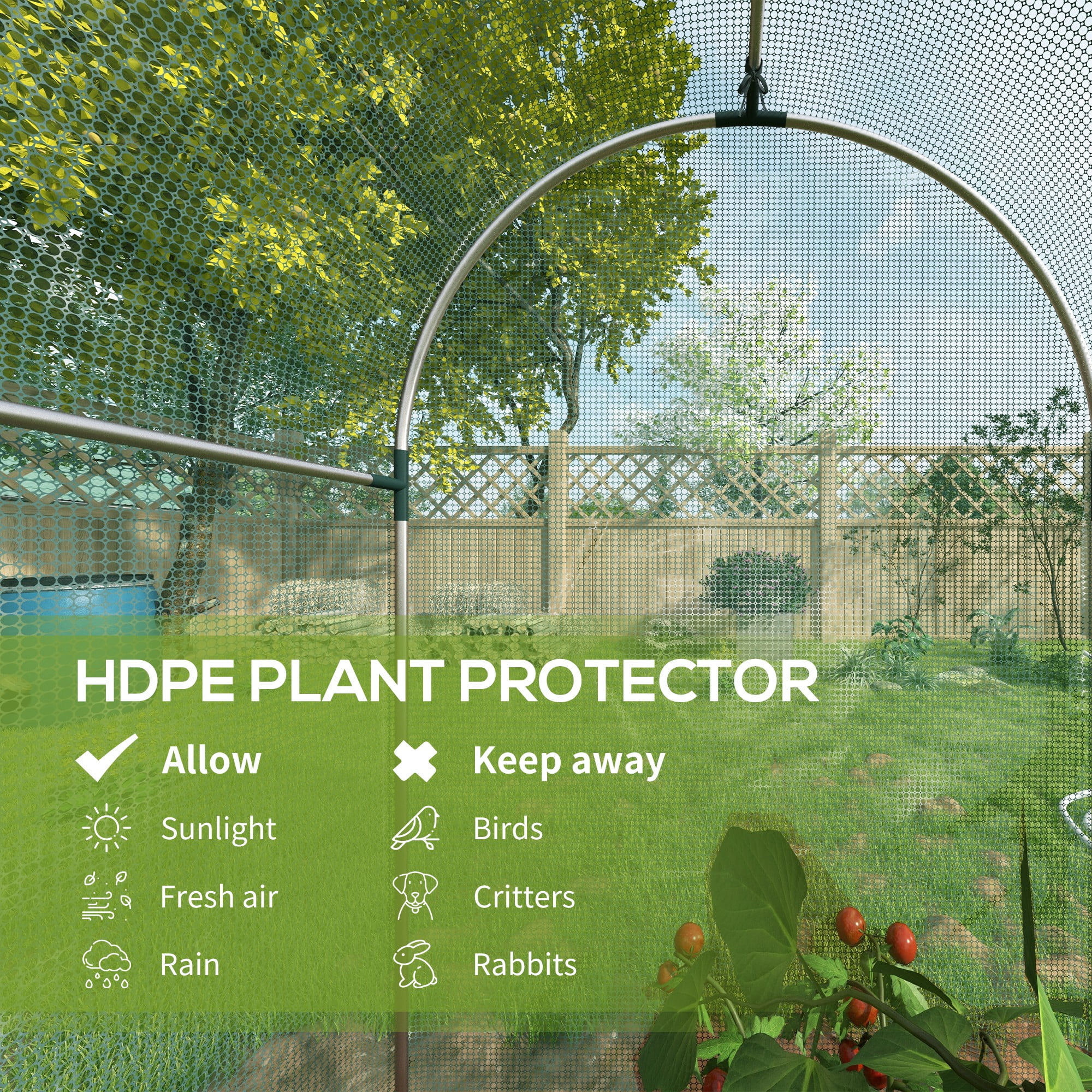 4' x 4' Crop Cage, Plant Protection Tent with Zippered Door and Galvanized Steel Frame, Fruit Cage Netting Cover for Garden, Yard, Lawn, Green