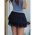 thumbnail image 3 of Michellecmm Women's Summer Mini Lace Skirts Tiered Short Skirt for Events and Holiday Parties, 3 of 7