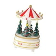 thumbnail image 4 of Carousel Music Box Rotating Carousel Christmas Tree Design Wooden Material Holiday Scene Tabletop Decor, 4 of 9