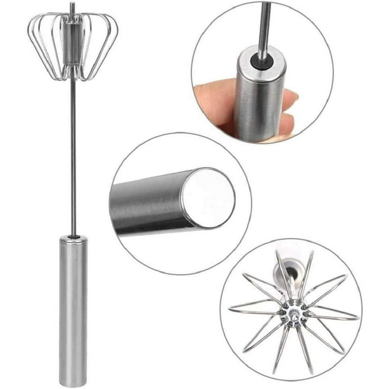 Semi-Automatic Stainless Steel Egg Whisk - Easy Hand Push Egg