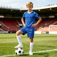 thumbnail image 2 of Weebloom Kids Boys Summer Athletic Outfit Football Gradient Short Sleeve Shorts Two Piece Youth Training Outfits Breathable Lightweight Boy Running Sports Clothes Set Size 3Xs Sky Blue, 2 of 8