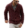 thumbnail image 1 of LAICAIW Mens Cable Knit Cardigan Sweater Shawl Collar Loose Fit Long Sleeve Casual Cardigans, 1 of 5
