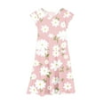 thumbnail image 4 of Flower Girl Dress Short Sleeve Summer Casual Dresses Fashion Crewneck Vacation Dress with Pocket Size 6M-15Y, 4 of 4