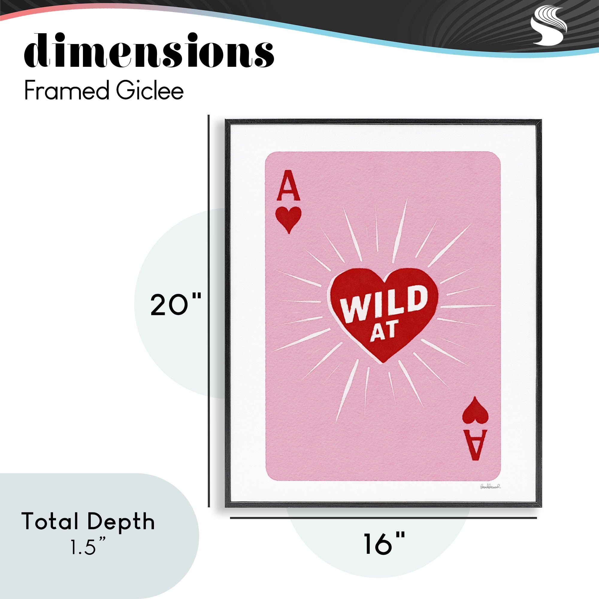 Wild At Heart Card Black Framed Giclee Art, design by Amanda Greenwood