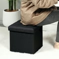 thumbnail image 3 of PINPLUS Cube de Rangement 12.6 Pouces, Coffre à Jouets Repose-Pieds Pliant pour Salon, Lin Noir, 3 of 6