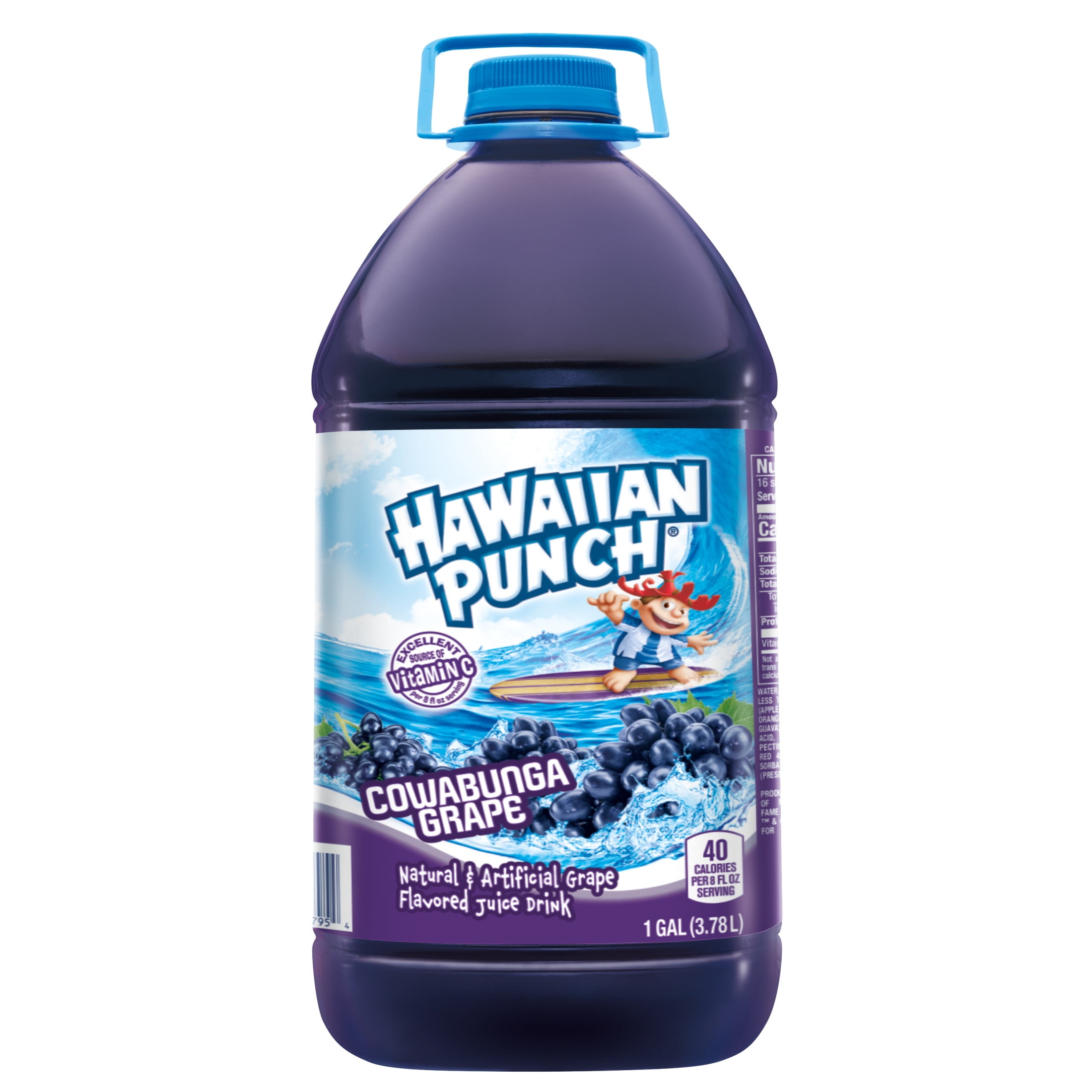 (4 pack) Hawaiian Punch Cowabunga Grape Juice Drink, 1 Gal, Bottle