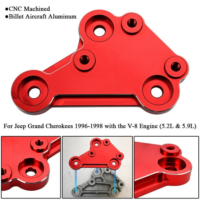 ALLTIMES Support de Pompe de Direction en Aluminium Robuste pour Jeep Grand Cherokees 1996-1998 avec Moteur V-8 (5.2L & 5.9L) Rouge