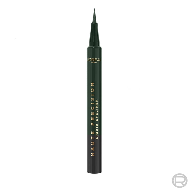 Oréal Paris Haute Precision L' Traceur Liquide 24 H Vert Foncé avec Lettrage Doré, Doté d'Une Pointe Feutre de 0,01 mm pour des Lignes Ultra Précises et jusqu'à 24 Heures d'Intimité, Résistant à l'Eau, Idéal pour Définir les Yeux avec des Couleurs Intenses et un Maquillage Détaillé.