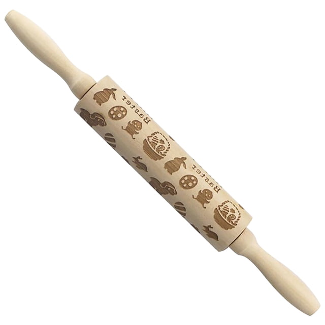 TIMIFIS Cookie Dough Various Patterns of Rolling Pin Wooden Carved Dough Stick Kitchen Gadgets