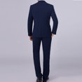 thumbnail image 5 of Ayyufe Men Slim Fit Business Leisure One Button Formal Two-Piece Suit for Groom Wedding Sapphire Blue, 5 of 6