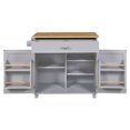 thumbnail image 3 of Kitchen Island with Storage, Rolling Kitchen Island Table with Drop Leaf & 2 Large Drawers, Built-in Internal Storage Rack & Towel Rack, Kitchen Cart Cabinet on Wheels for Home, Dining Room, Grey, 3 of 9