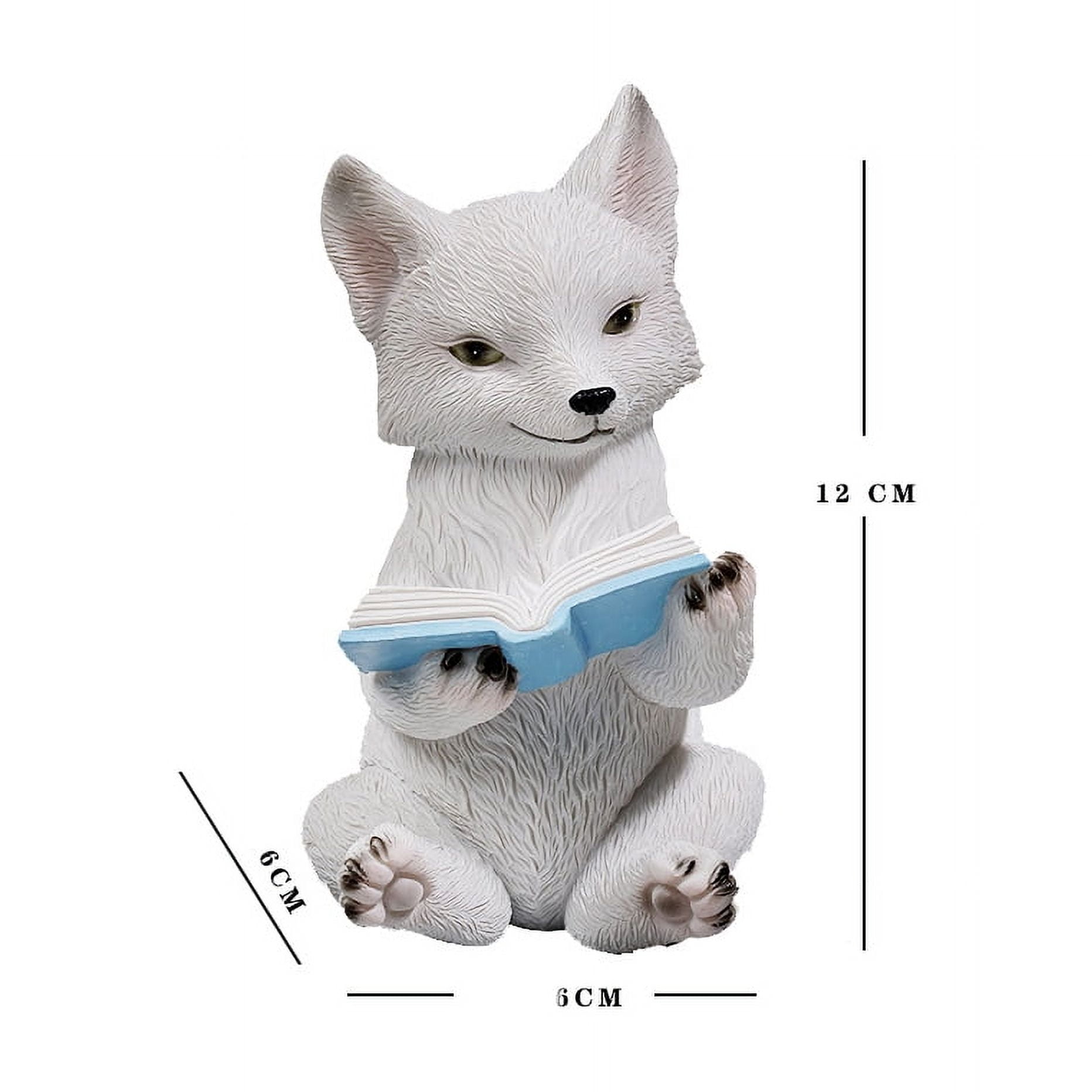 Cute Fox Figurines Animal Statue,Resin Sculpture Outdoor Statues Ornaments Décor for Flower, Yard Art Patio Lawn House,White