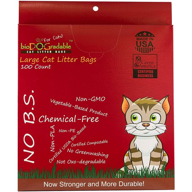 Large Kitty Litter Poop Waste Bags 100 Compostable Cat Litter XL Bags