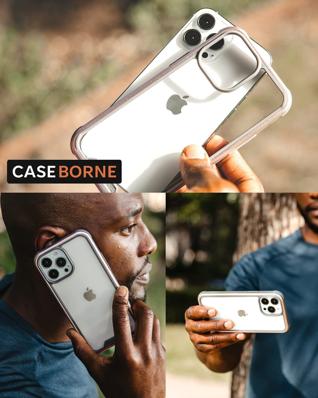 CaseBorne R Series Case for [iPhone 13 Pro Max] Aluminum Frame Clear Backplate - Pink