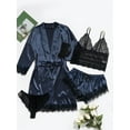 thumbnail image 1 of Ensemble de Lingerie en Dentelle Florale Aguichant Classique 4 Pcs avec Robe Ceinturée en Satin, 1 of 4