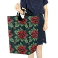 thumbnail image 4 of Yayeee Freestanding Laundry Hamper with Handle Collapsible Large Storage Basket for Clothes, Red Christmas Poinsettias, 4 of 7
