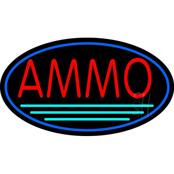 Red Ammo Turquoise Line LED Neon Sign 20 x 37 - inches, Black Square Cut Acrylic Backing, with Dimmer - Bright and Premium built indoor LED Neon Sign for Defence Force.