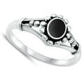 thumbnail image 4 of CHOOSE YOUR COLOR Flower Bali Simulated Black Onyx Ring .925 Sterling Silver Band CZ Female Size 5, 4 of 4