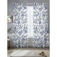 thumbnail image 2 of Vintage Blue Floral Sheer Curtains 108 Inch Long 2 Panels, Farmhouse Flower Pastoral Style Light Filtering Rod Pocket Semi Sheer Curtains, Sheer Voile Drapes for Living Room Bedroom, 52"x108", 2 of 5