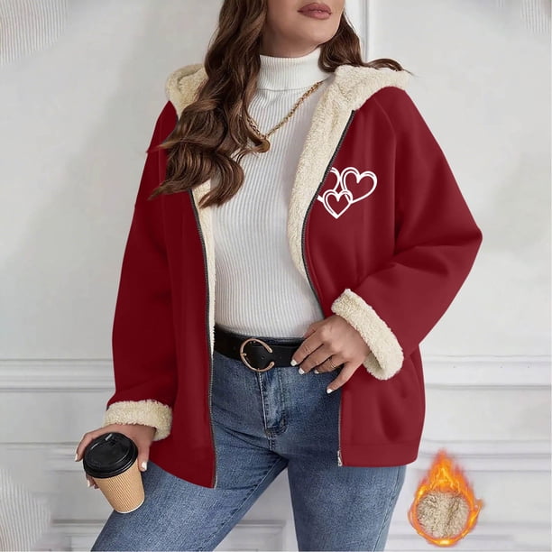 Ailaofu Women's Plus Rope Detail Oversized Hoodie Sherpa Zip Up Jacket