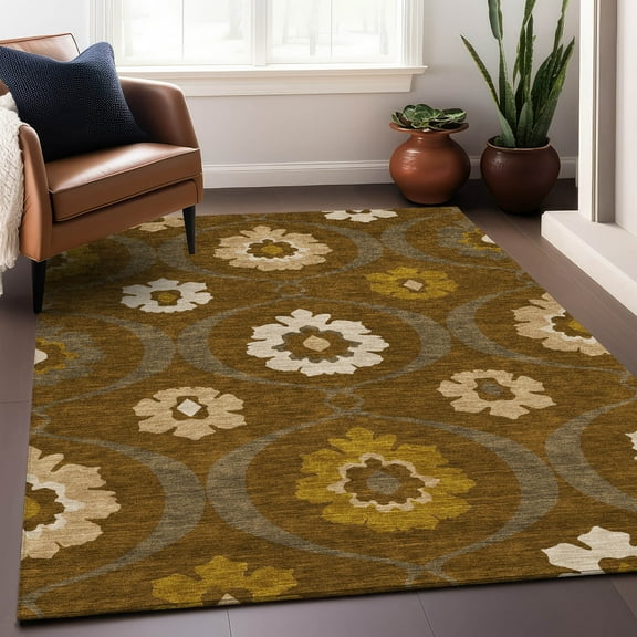 Addison Rugs Chantille Indoor/Outdoor Transitional Medallions Mocha Washable Rectangle Rug, 3' x 5'