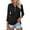 Black, variant on TIANZEN Women's 3/4 Sleeve V Neck Zippered Solid Collar Shirt Sweatshirt Womens Jacket Tops plus Size V Neck Blouse plus Size Apparel