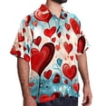 thumbnail image 2 of Valentine's Day Love Men's Casual Printed Button Down Short Sleeve Poplin Hawaiian Beach Shirt with Spread Collar Tops, 2 of 6