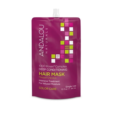 Andalou Naturals 1000 Roses Complex Color Care Deep Conditioning Hair Mask, 1.5 fl (Best Way To Deep Condition Hair Overnight)