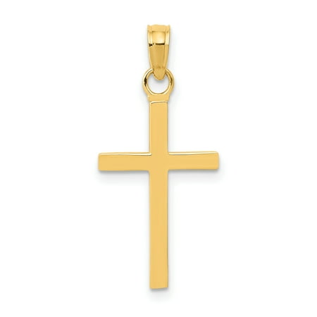 14k Yellow Gold Cross Religious Pendant Charm Necklace Latin