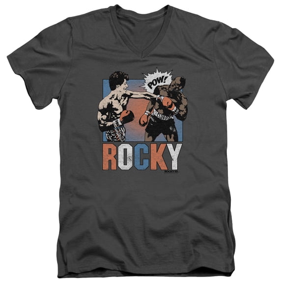 Rocky Rocky Pow Adult V-Neck T-Shirt 30/1 T-Shirt Charcoal