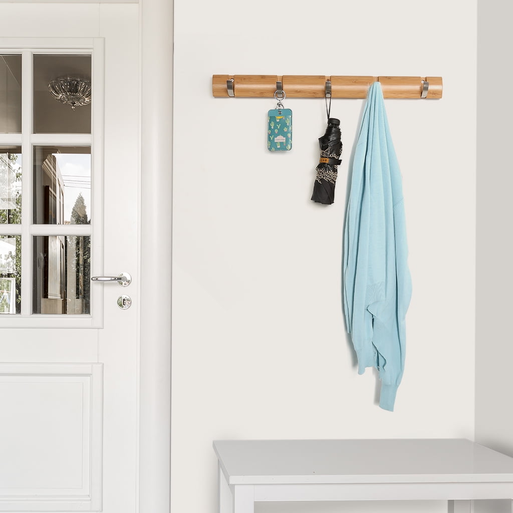 Coat Rack Wall Mounted Premium Bamboo 35Inch Wall Mounted Coat Rack