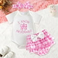 thumbnail image 4 of Linfrsh Newborn Infant Baby Girl Clothes Romper Shorts Set Suspender Summer Outfits Cute Baby Clothes Girl(Pink,0-3 Months), 4 of 6