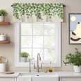 thumbnail image 2 of Summer Botanical Valance Curtain for Windows Watercolor Gradient Green Leaves Linen Texture Rod Pocket Curtain Valances Short Window Treatments for Kitchen Bathroom Laundry Basement 60 x 14 Inch, 2 of 9