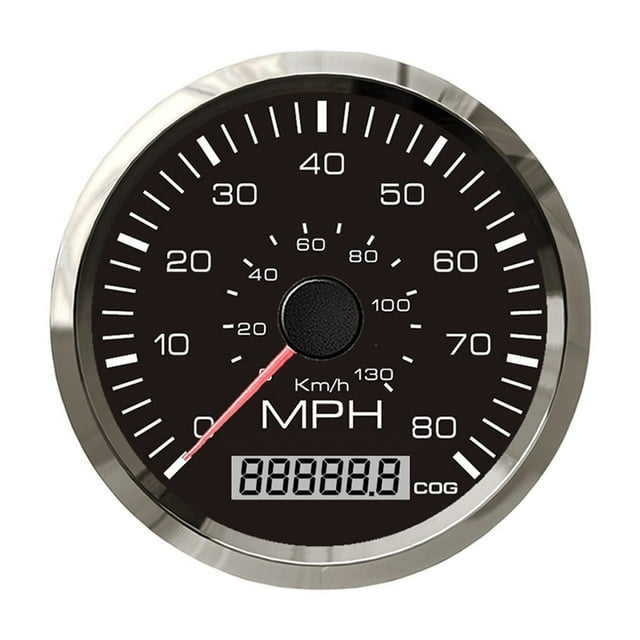 Universal 35 MPH 60 MPH 80 MPH GPS Compteur de Vitesse Direction Numérique 85mm Style Britannique Rétroéclairage Rouge Jaune pour Voiture Bateau, Compatibilité Universelle