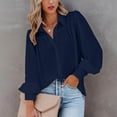 thumbnail image 5 of Ketyyh-chn99 Womens Button Down Shirts Button Down Loose Shirts Long Sleeve Chiffon Tops 2024 Navy,M, 5 of 5