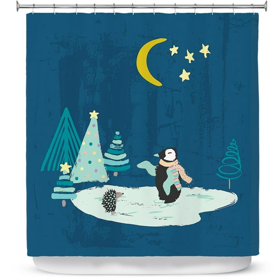 Shower Curtains 70" x 84" from DiaNoche Designs by Metka Hiti - Christmas Penguin