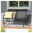 thumbnail image 5 of 2 Seats Outdoor Glider Bench Patio Glider Swing Chair with Powder Coated Steel Frame and Breathable Seat Fabric Outdoor Loveseat, Black, 5 of 6