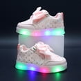 thumbnail image 5 of Girls Glitter Bow Light Up Sneakers Kids Sole Athletic Shoes with Strap Girls（12M 6Y） Clothes, 5 of 5