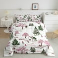 thumbnail image 2 of jejeloiu Pink Xmas Tree Queen Comforter Set,Marry Christmas Bedding Sets,White Snow Mountain Bedding Comforter Set For Children,Breathable Home Decor Reversible,3 Pieces, 2 of 8