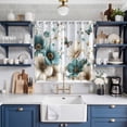 thumbnail image 2 of Teal Tulip Butterfly Kitchen Curtains Window Panels, Beige Turquoise Floral Blue Coastal Insulated Window Treatment Curtain, Grommet Curtains for Bedroom/Living Room/Bathroom, 2 Piece 42"Wx63"L, 2 of 8