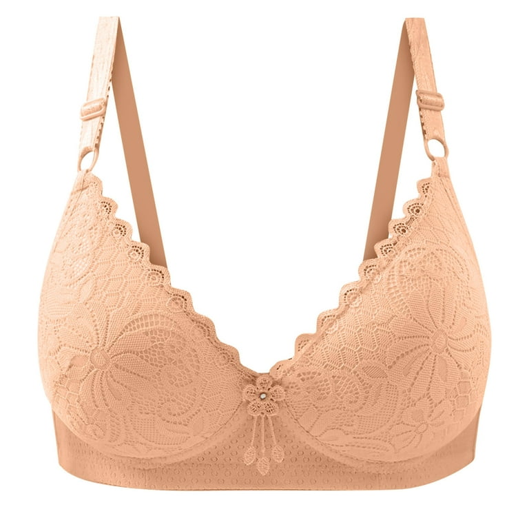 Mother's Day Gifts Tawop Lace Bras For Women Rimless Stretch Beige