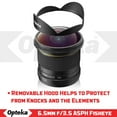 thumbnail image 4 of Opteka 6.5mm f/3.5 HD Aspherical Fisheye Lens for Canon EOS 80D, 77D, 70D, 60D, 60Da, 50D, 7D, T7i, T7s, T7, T6s, T6i, T6, T5i, T5, T4i, T3i, T3, SL2 and SL1 Digital SLR Cameras, 4 of 9