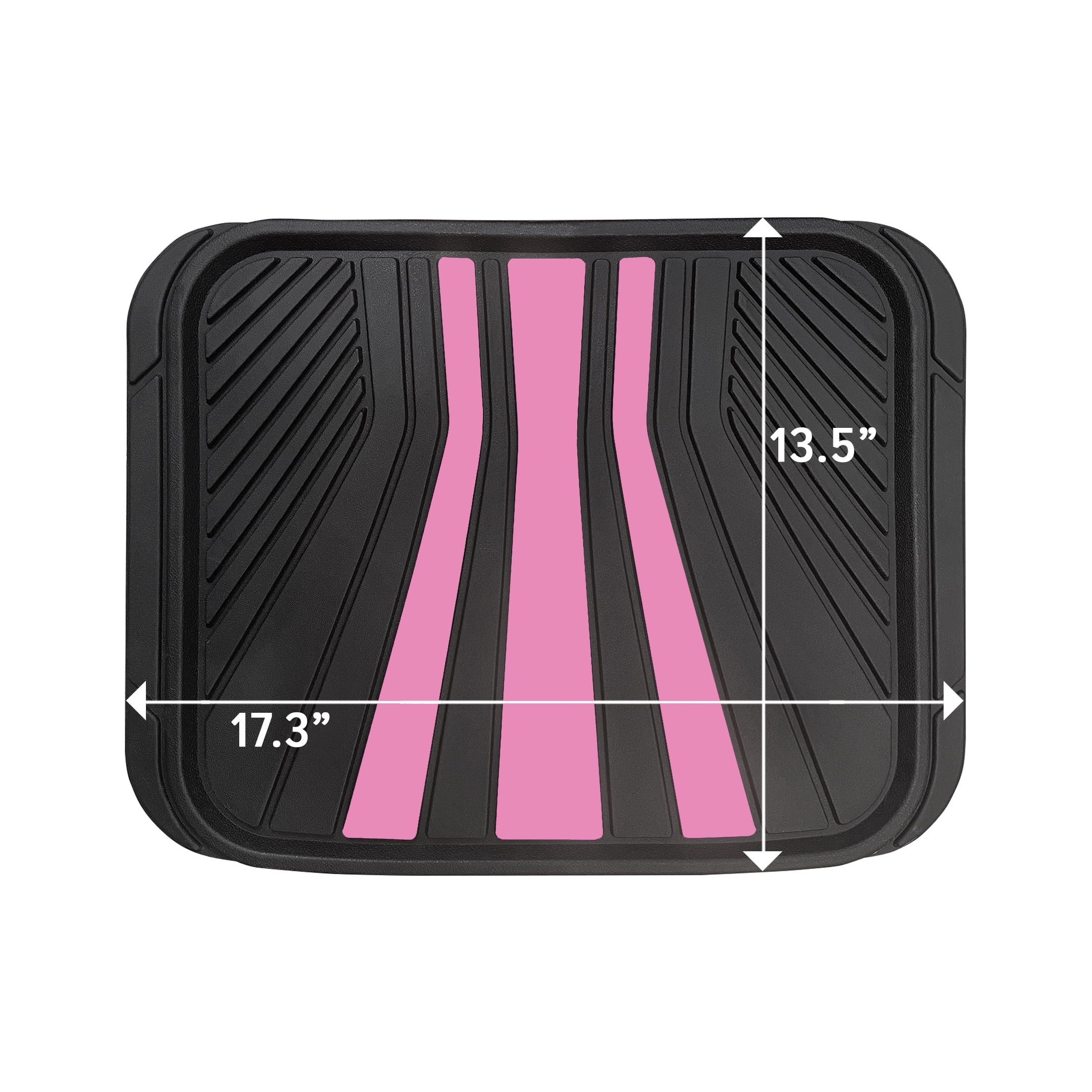 Rally 4-Piece Black & Pink All-Weather Rubber Floor Mat Set – Heavy Duty Universal Trim-to-Fit Car, SUV & Truck Mats