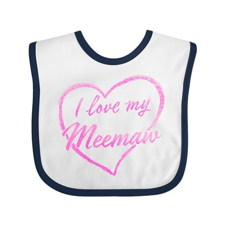 

Inktastic I Love My Meemaw in Pink Chalk Heart Gift Baby Boy or Baby Girl Bib